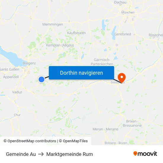 Gemeinde Au to Marktgemeinde Rum map