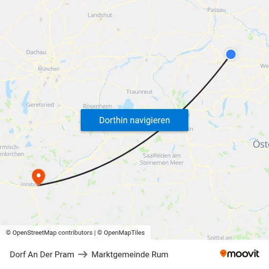 Dorf An Der Pram to Marktgemeinde Rum map