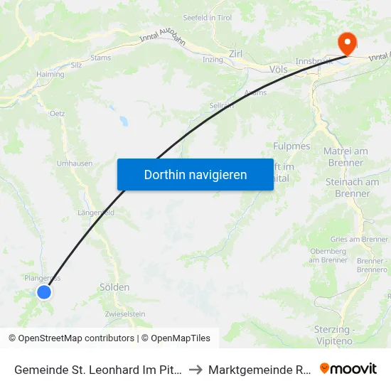 Gemeinde St. Leonhard Im Pitztal to Marktgemeinde Rum map