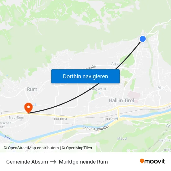 Gemeinde Absam to Marktgemeinde Rum map