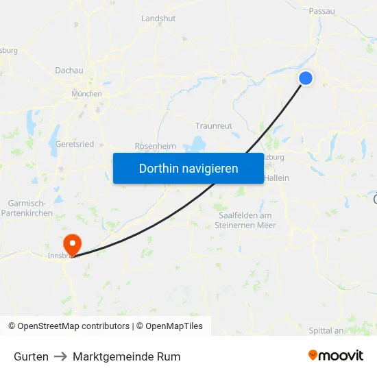 Gurten to Marktgemeinde Rum map