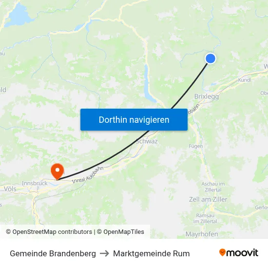 Gemeinde Brandenberg to Marktgemeinde Rum map