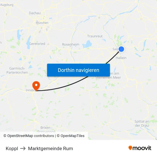 Koppl to Marktgemeinde Rum map