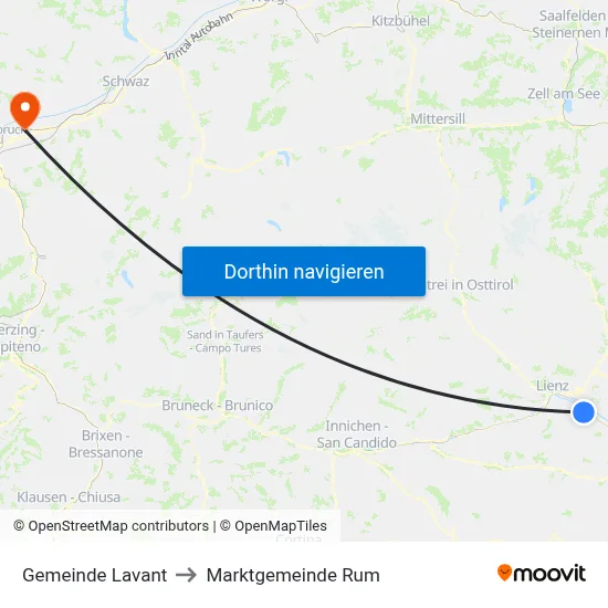 Gemeinde Lavant to Marktgemeinde Rum map