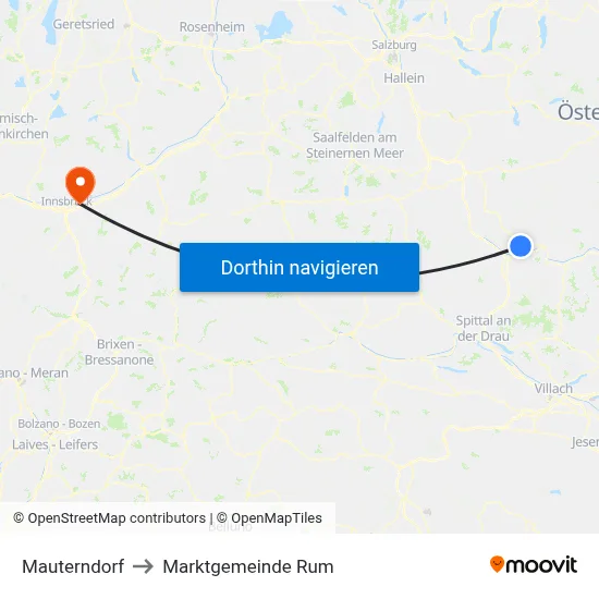 Mauterndorf to Marktgemeinde Rum map