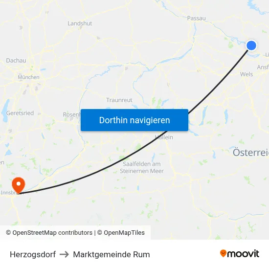 Herzogsdorf to Marktgemeinde Rum map