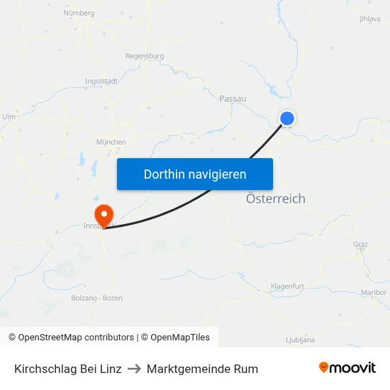 Kirchschlag Bei Linz to Marktgemeinde Rum map