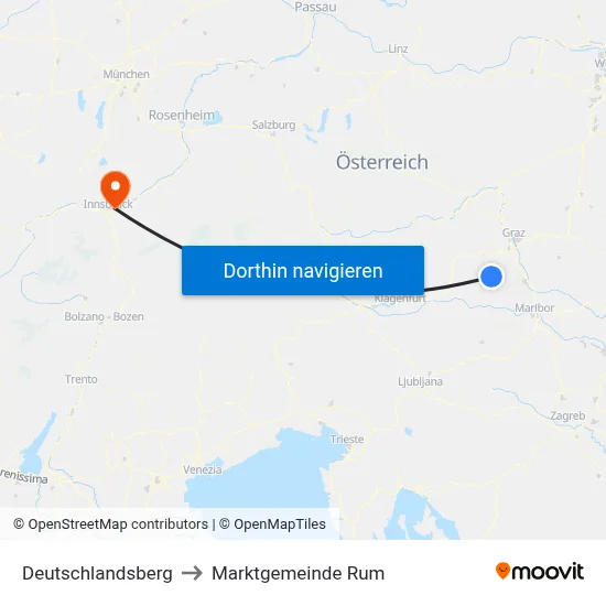 Deutschlandsberg to Marktgemeinde Rum map