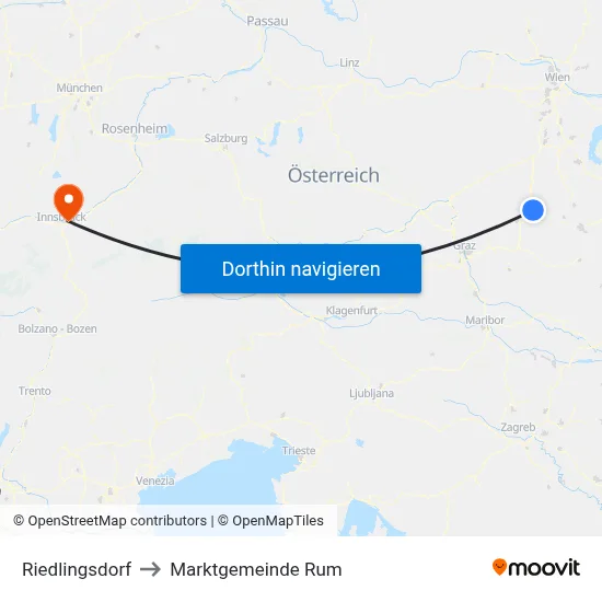 Riedlingsdorf to Marktgemeinde Rum map