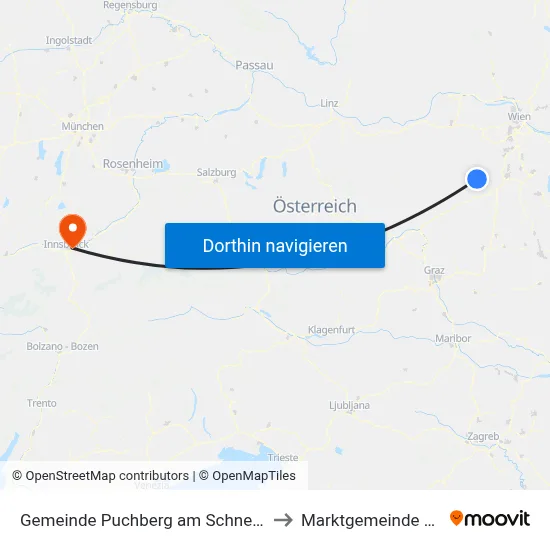 Gemeinde Puchberg am Schneeberg to Marktgemeinde Rum map