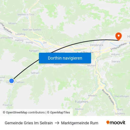 Gemeinde Gries Im Sellrain to Marktgemeinde Rum map
