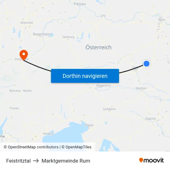 Feistritztal to Marktgemeinde Rum map