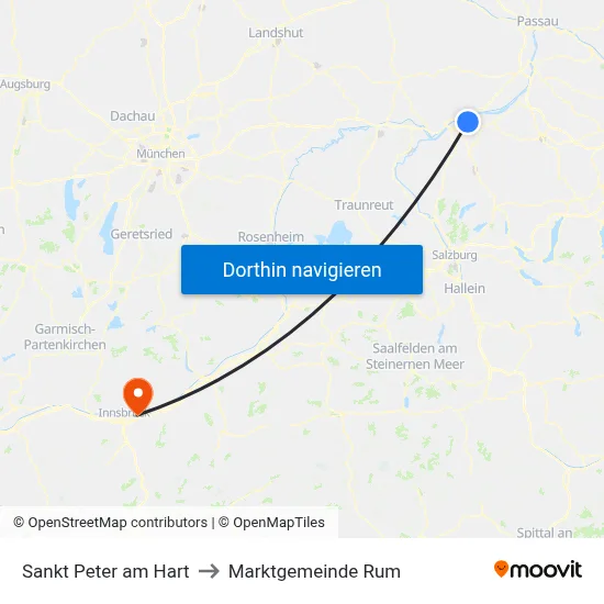 Sankt Peter am Hart to Marktgemeinde Rum map