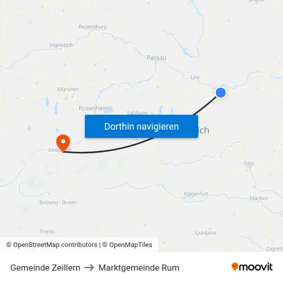 Gemeinde Zeillern to Marktgemeinde Rum map