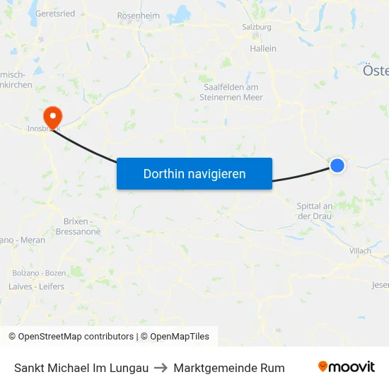 Sankt Michael Im Lungau to Marktgemeinde Rum map