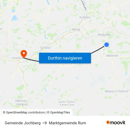 Gemeinde Jochberg to Marktgemeinde Rum map