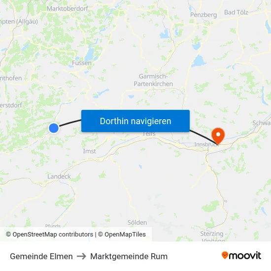 Gemeinde Elmen to Marktgemeinde Rum map