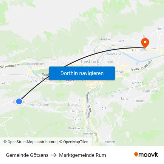 Gemeinde Götzens to Marktgemeinde Rum map