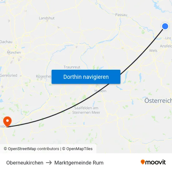 Oberneukirchen to Marktgemeinde Rum map