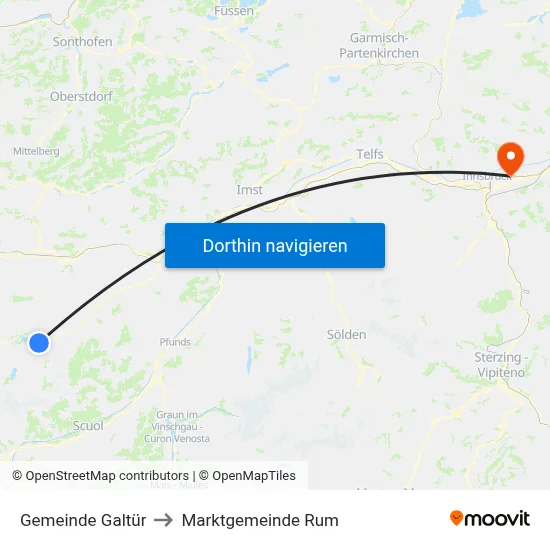 Gemeinde Galtür to Marktgemeinde Rum map