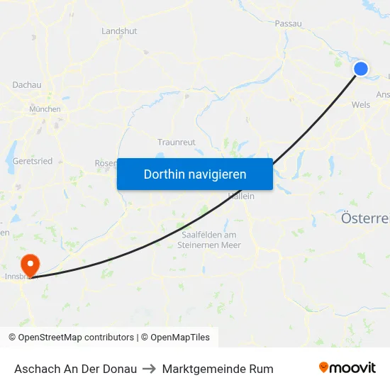 Aschach An Der Donau to Marktgemeinde Rum map