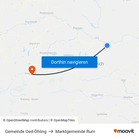 Gemeinde Oed-Öhling to Marktgemeinde Rum map