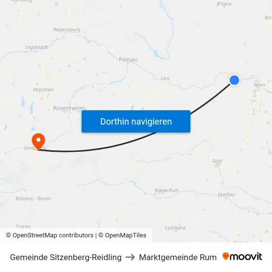 Gemeinde Sitzenberg-Reidling to Marktgemeinde Rum map