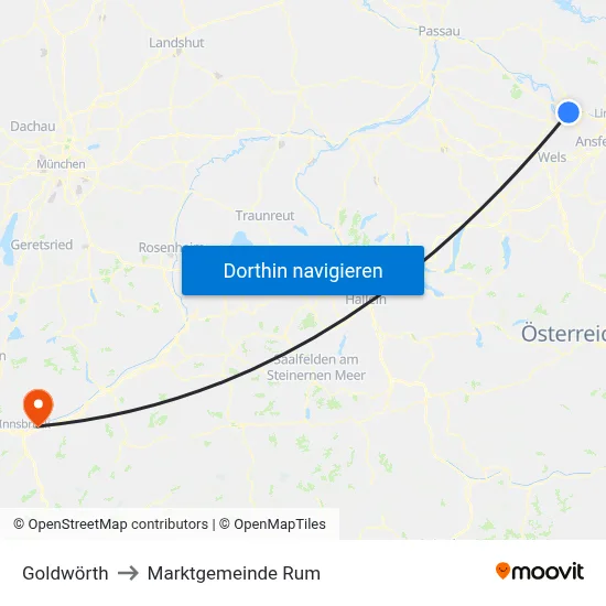 Goldwörth to Marktgemeinde Rum map