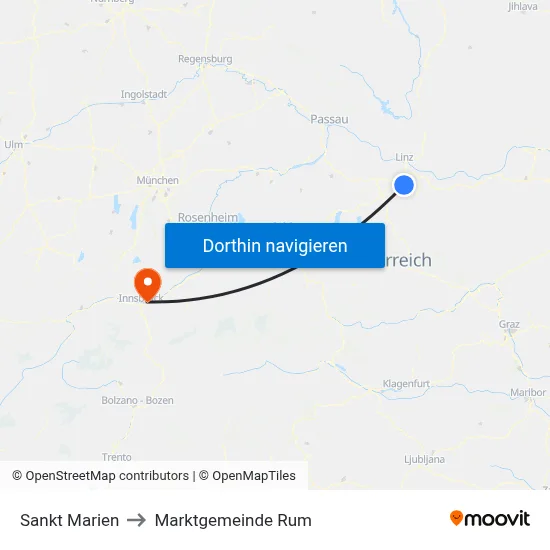 Sankt Marien to Marktgemeinde Rum map