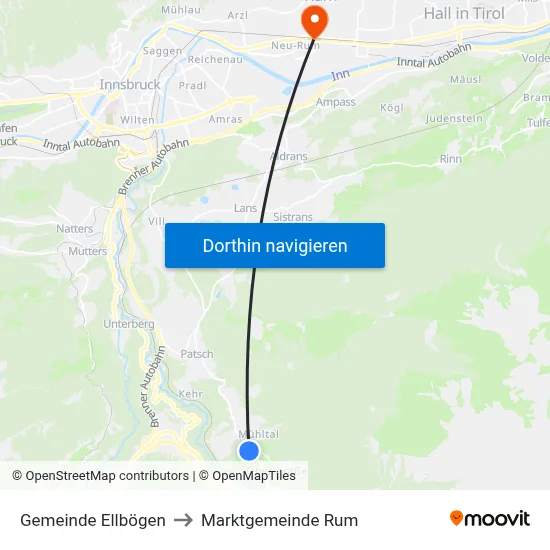 Gemeinde Ellbögen to Marktgemeinde Rum map