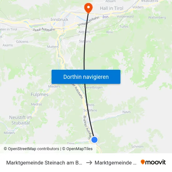 Marktgemeinde Steinach am Brenner to Marktgemeinde Rum map