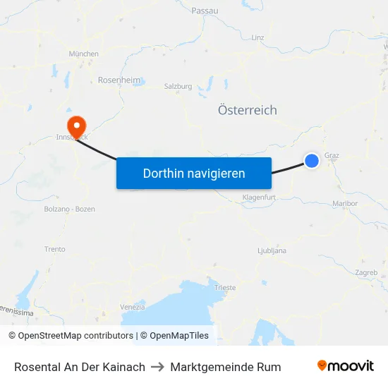 Rosental An Der Kainach to Marktgemeinde Rum map