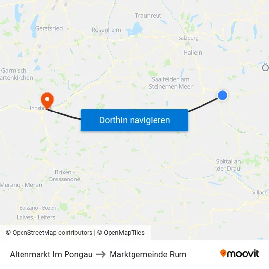 Altenmarkt Im Pongau to Marktgemeinde Rum map