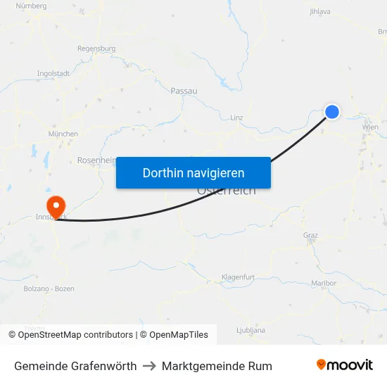 Gemeinde Grafenwörth to Marktgemeinde Rum map