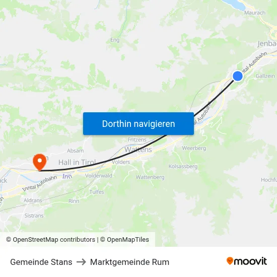 Gemeinde Stans to Marktgemeinde Rum map