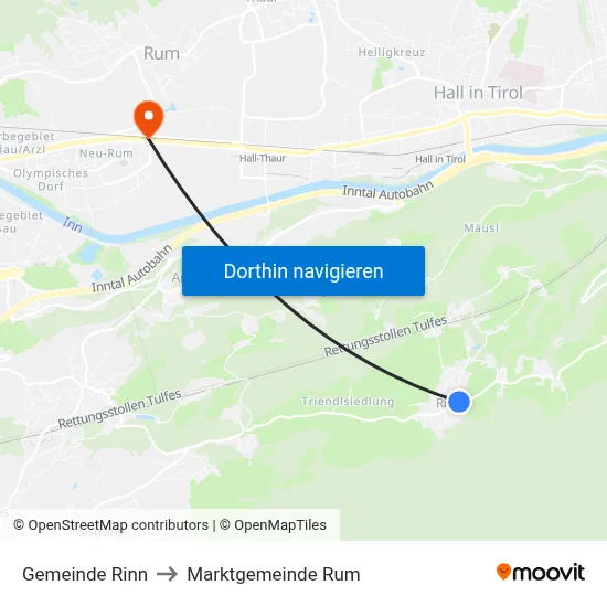 Gemeinde Rinn to Marktgemeinde Rum map