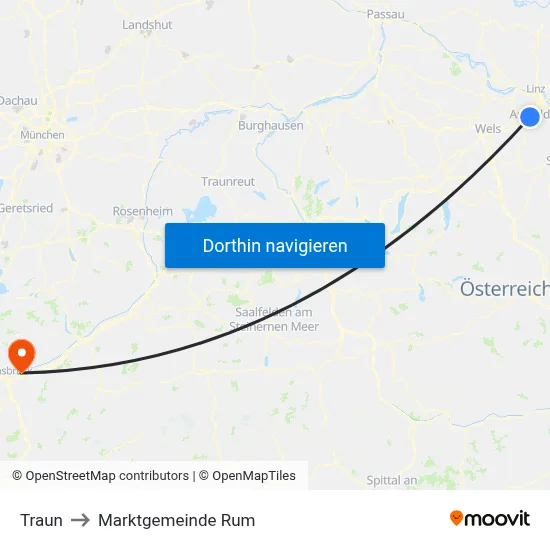 Traun to Marktgemeinde Rum map