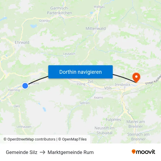 Gemeinde Silz to Marktgemeinde Rum map