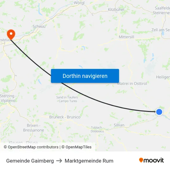 Gemeinde Gaimberg to Marktgemeinde Rum map