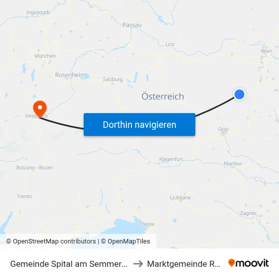 Gemeinde Spital am Semmering to Marktgemeinde Rum map