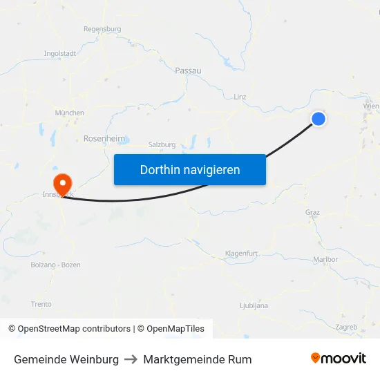 Gemeinde Weinburg to Marktgemeinde Rum map