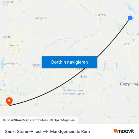 Sankt Stefan-Afiesl to Marktgemeinde Rum map