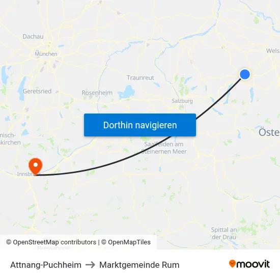 Attnang-Puchheim to Marktgemeinde Rum map
