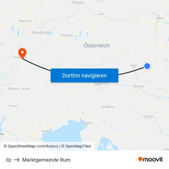 Ilz to Marktgemeinde Rum map