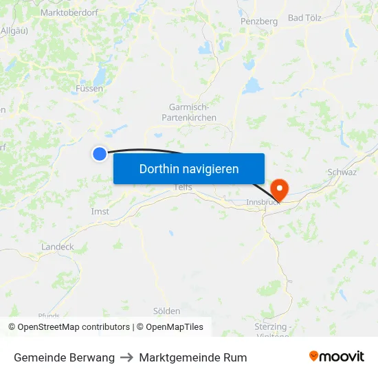 Gemeinde Berwang to Marktgemeinde Rum map
