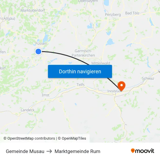Gemeinde Musau to Marktgemeinde Rum map
