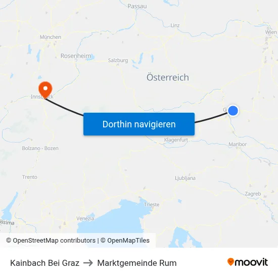 Kainbach Bei Graz to Marktgemeinde Rum map