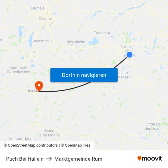 Puch Bei Hallein to Marktgemeinde Rum map