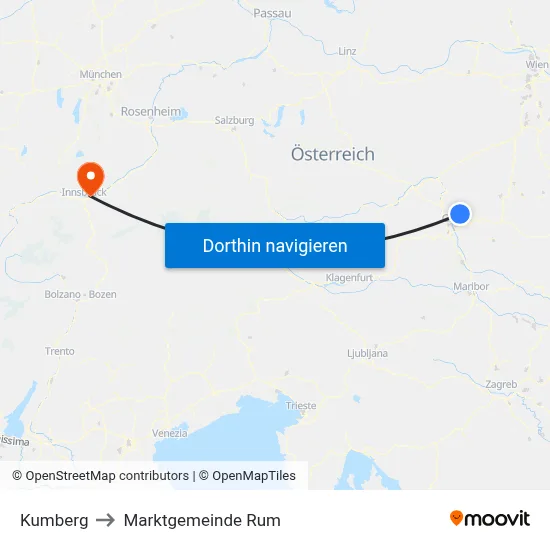 Kumberg to Marktgemeinde Rum map