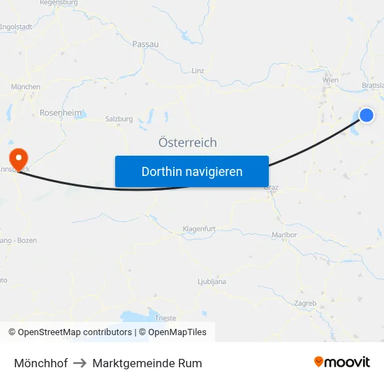 Mönchhof to Marktgemeinde Rum map